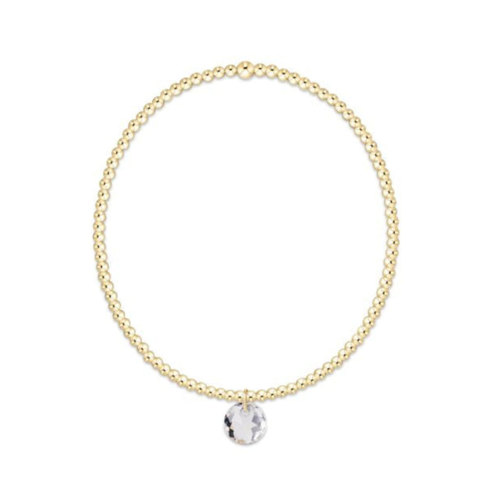 enewton 6.25" Classic Gold 2mm Bracelet - Reflection Small Charm - 04 - April