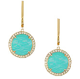 18k Gold Diamond and Amazonite Drop Earrings