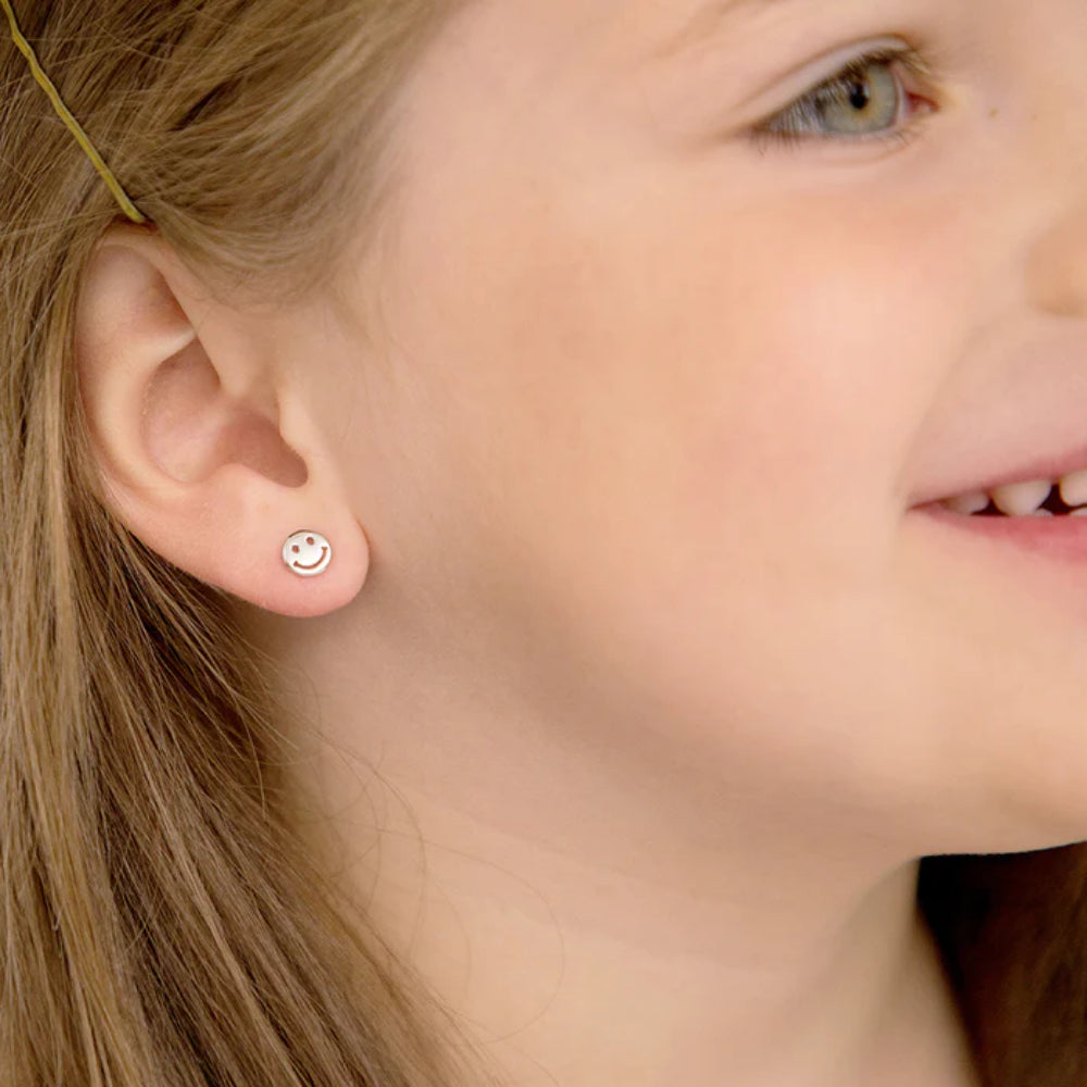 Polished Smiley Face Girls Earrings