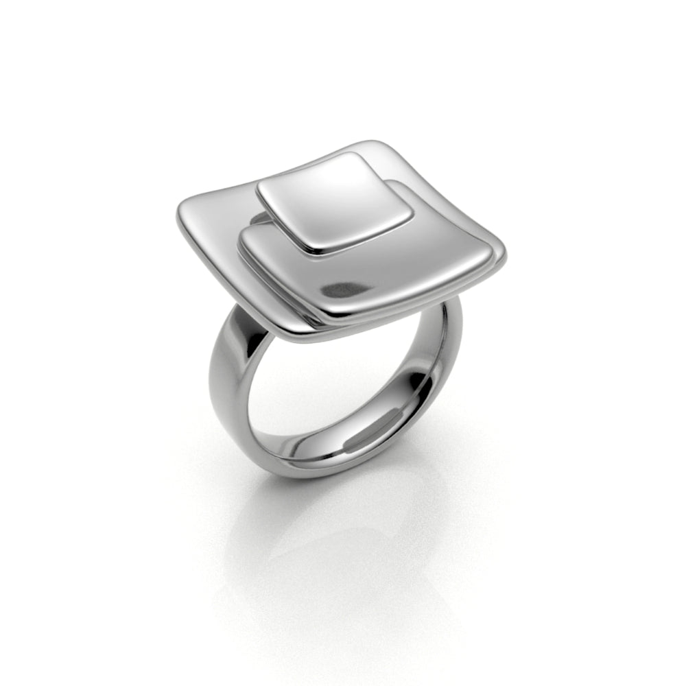 Sterling Silver Overlapping Squares Ring