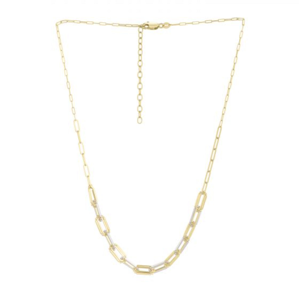 14k Two-Tone Adjustable 16-18" Paperclip Link Chain Necklace