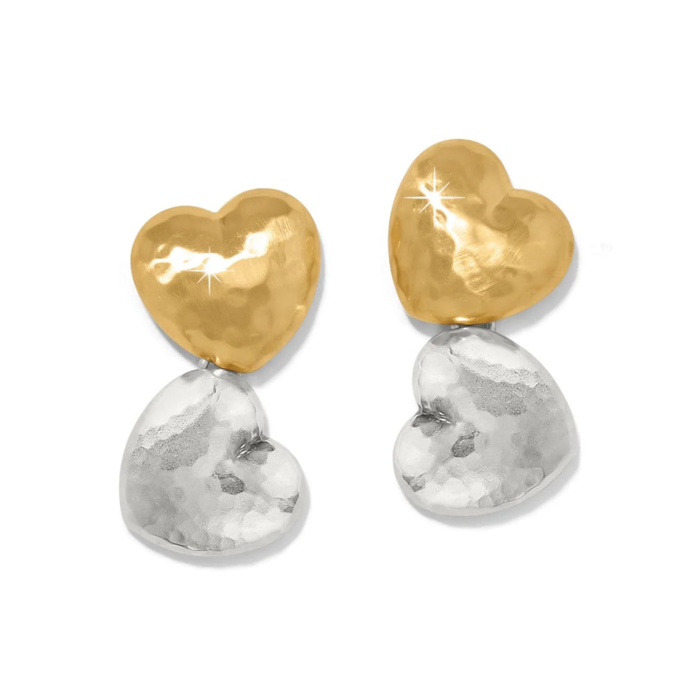 Brighton Trianon Heart Small Two Tone Post Drop Earrings