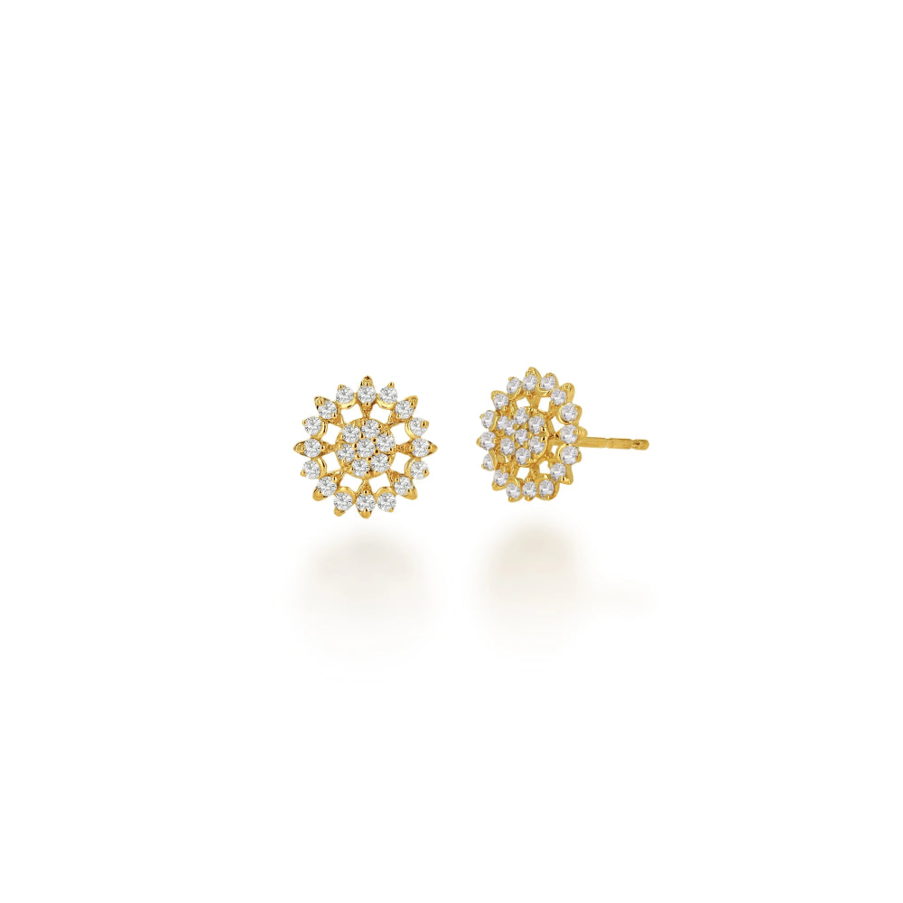 Rachel Reid 14k Gold Diamond Stud Earrings