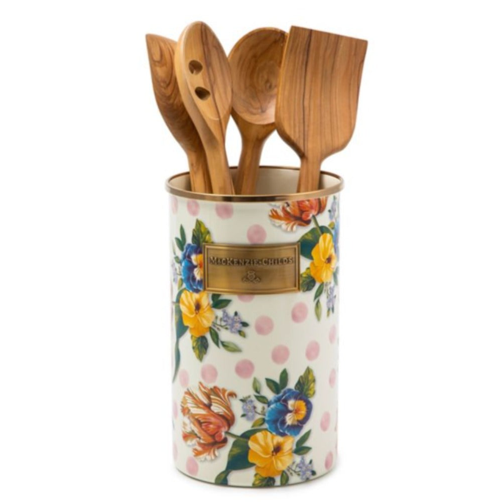 Mackenzie-Childs Wildflowers Enamel Utensil Holder - Pink
