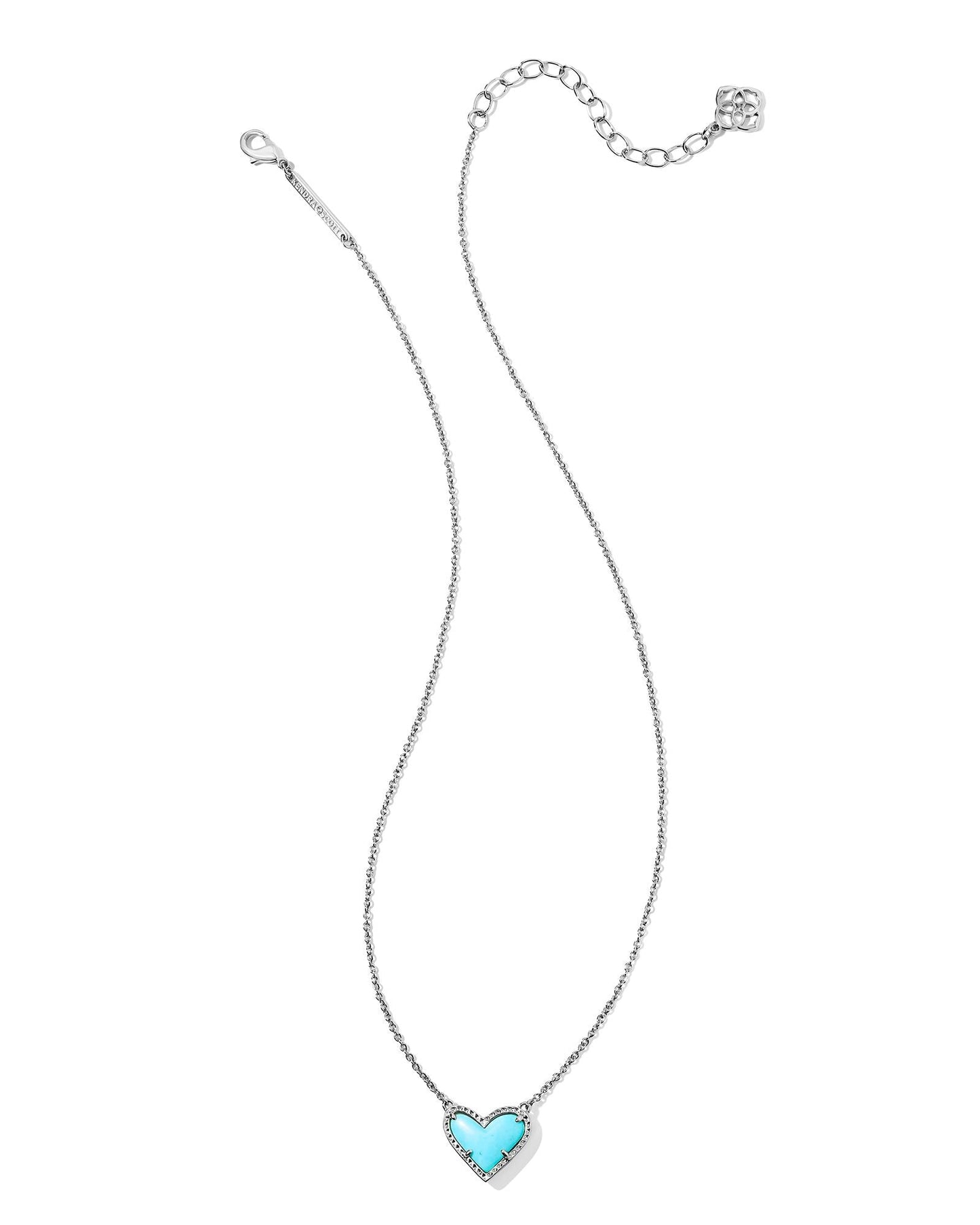 Kendra Scott Ari Heart Silver Short Pendant Necklace in Turquoise Magnesite