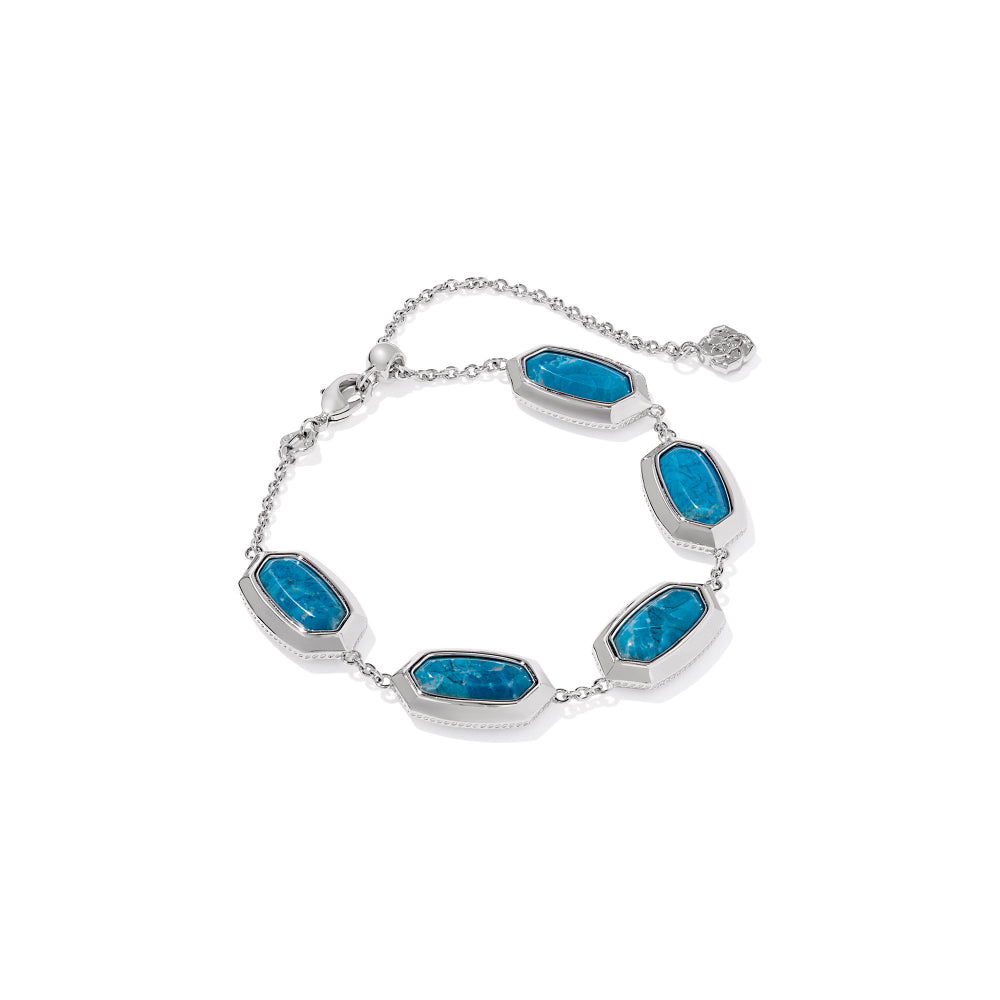 Kendra Scott Silver Elaina Bezel Delicate Chain Bracelet- Variegated Indigo Magnesite