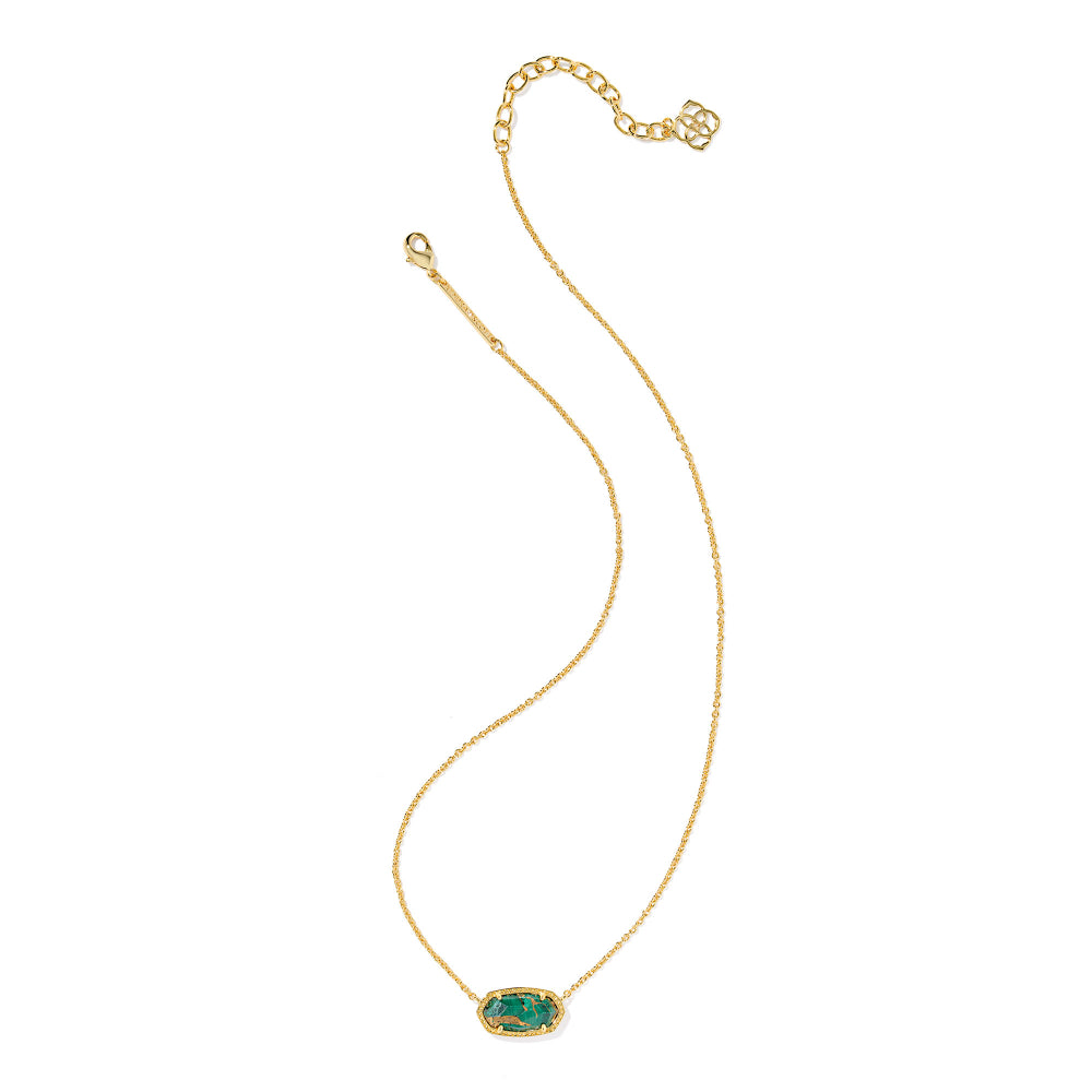Kendra Scott Gold Elisa Pendant Necklace in Bronze Veined Green Malachite