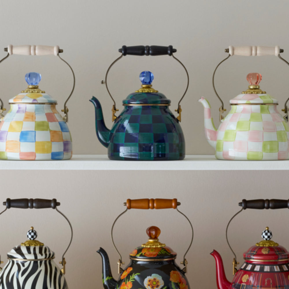 MacKenzie-Childs Juniper Check 2 Quart Tea Kettle