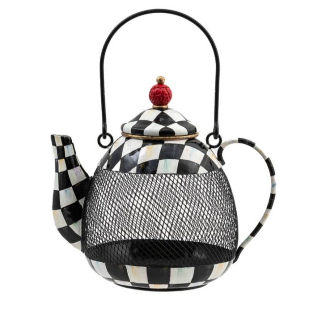 MacKenzie-Childs Courtly Check Teapot Bird Feeder