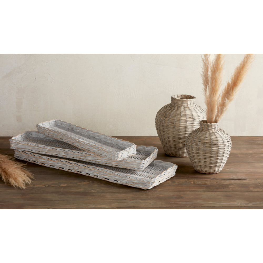 Mud Pie Long Woven Willow Tray (In-Store Only Pick Up)