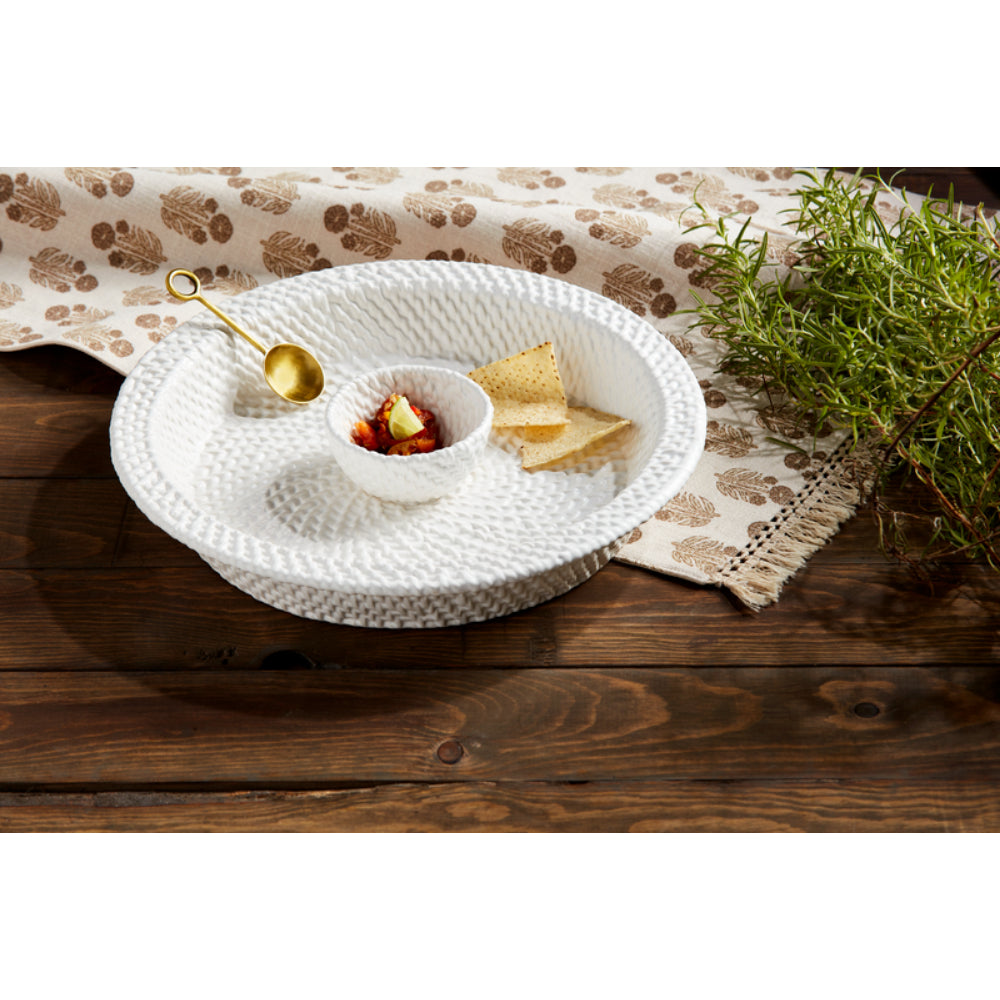 Mud Pie Woven Ceramic Chip and Dip Set