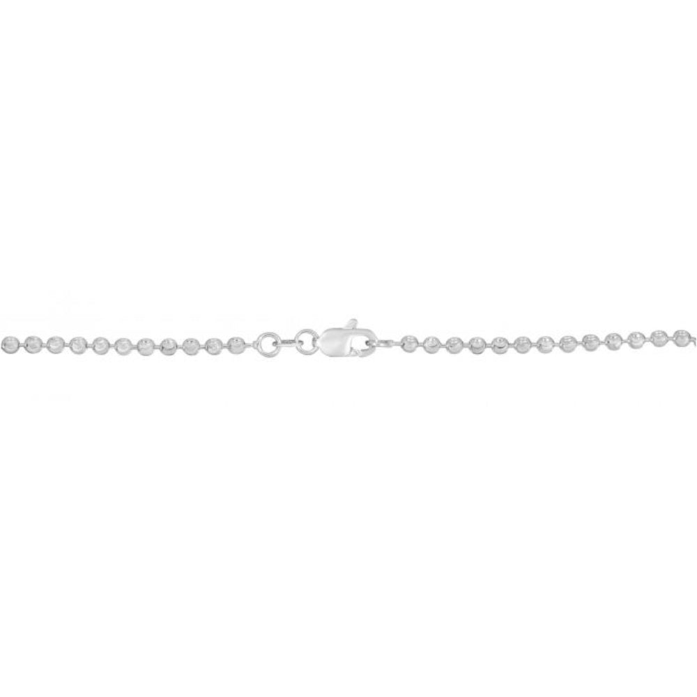 14k White Gold 18" Beaded Moon Chain Necklace