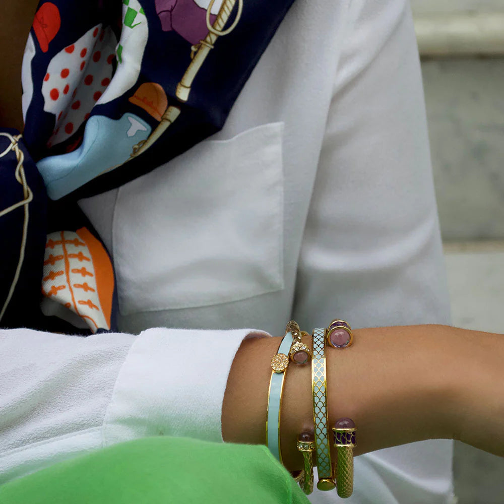 Halcyon Days 6mm Skinny Salamander Gold Hinged Enamel Bangle