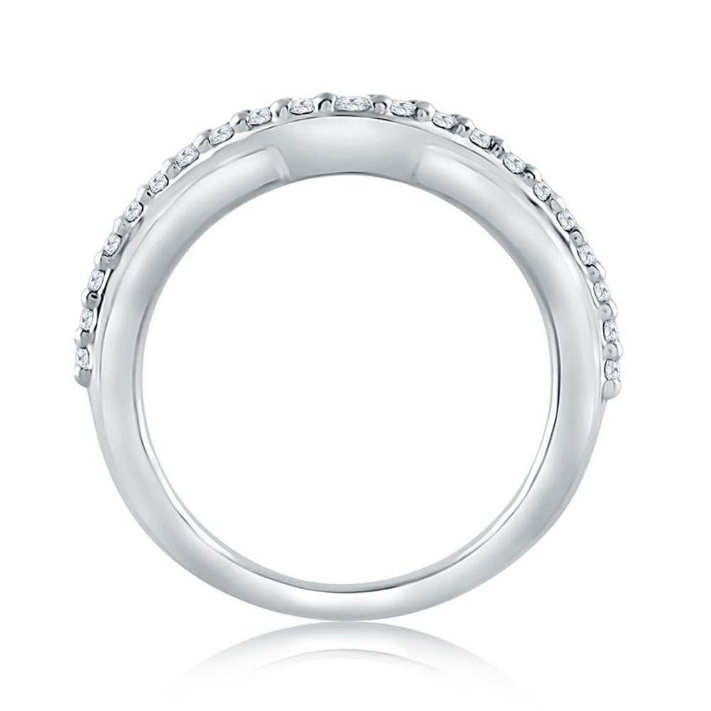 A. Jaffe Curved Diamond and Polished Wedding Band