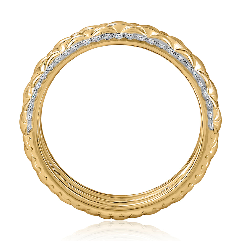 A. Jaffe 14k Quilted Ring with Diamond Borders