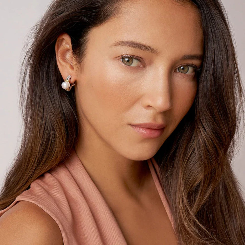 Lagos Two-Tone Luna Pearl Earrings