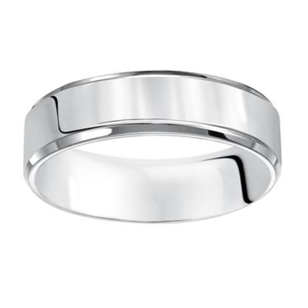 Men's 7mm Platinum Beveled Edge Wedding Band