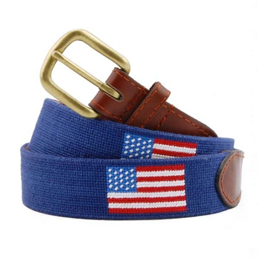 Smathers & Branson American Flag Needlepoint Belt American Flag Belt (Light Khaki) – Smathers & Branson main image 4