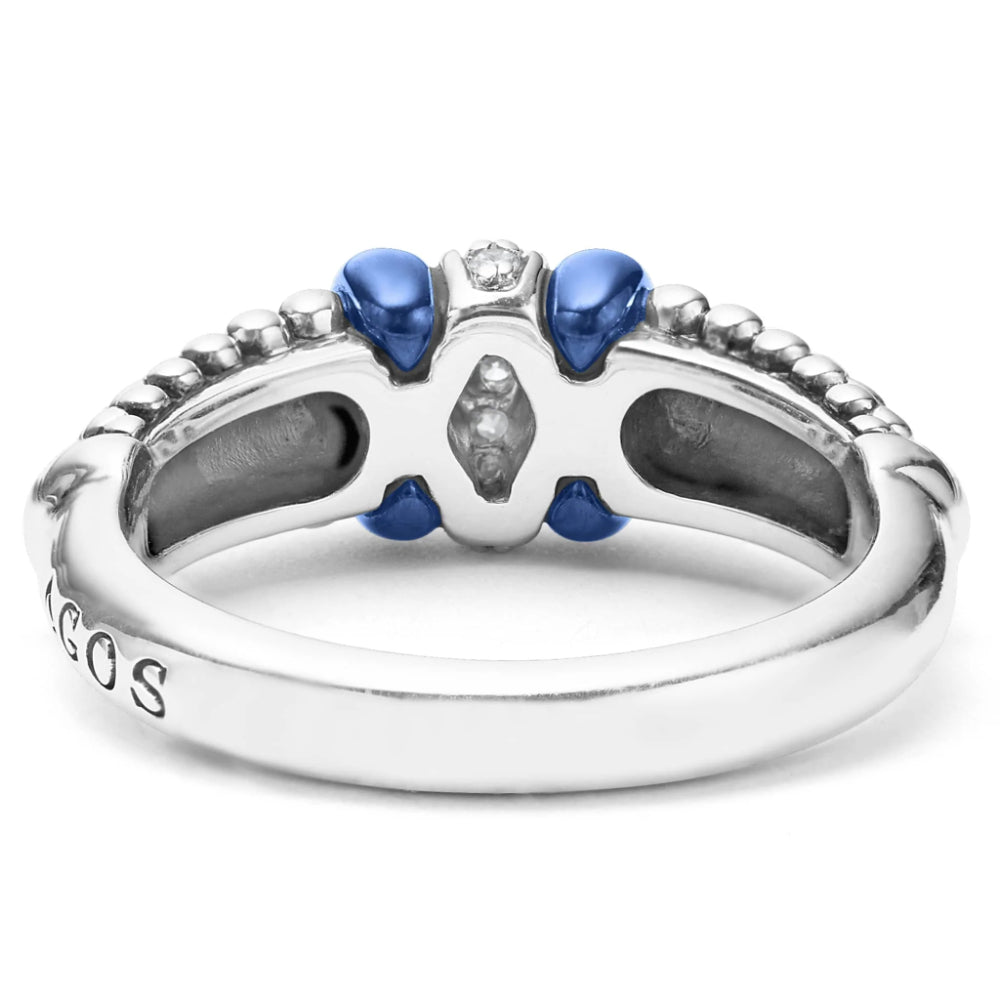 Lagos Blue Caviar Ceramic and Diamond Caviar Ring