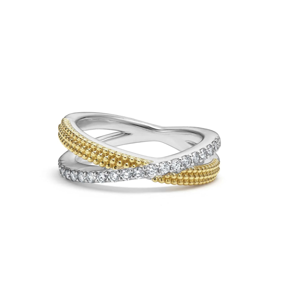 Lagos Caviar Lux Two-Tone X Diamond Ring