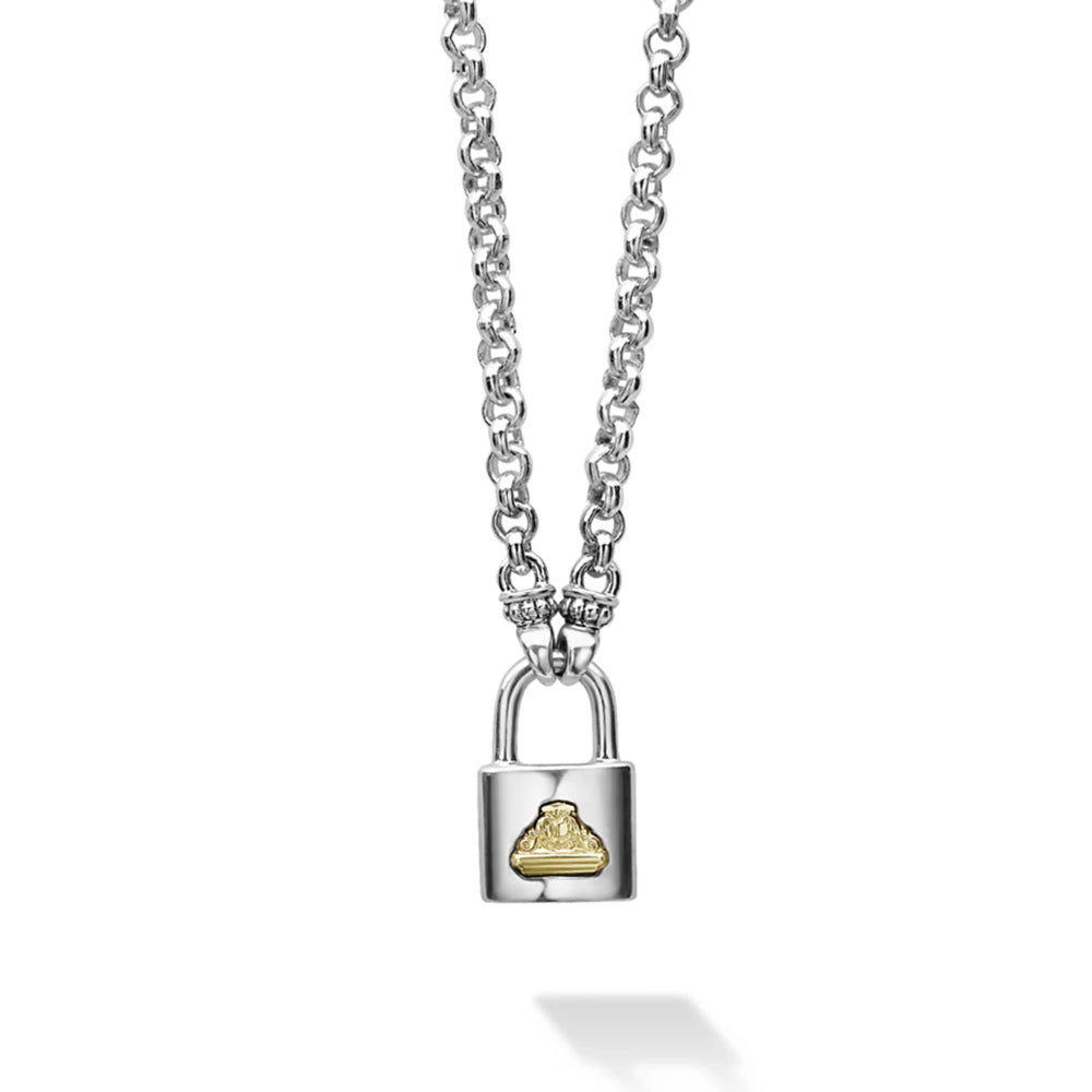 sterling silver lv lock necklace