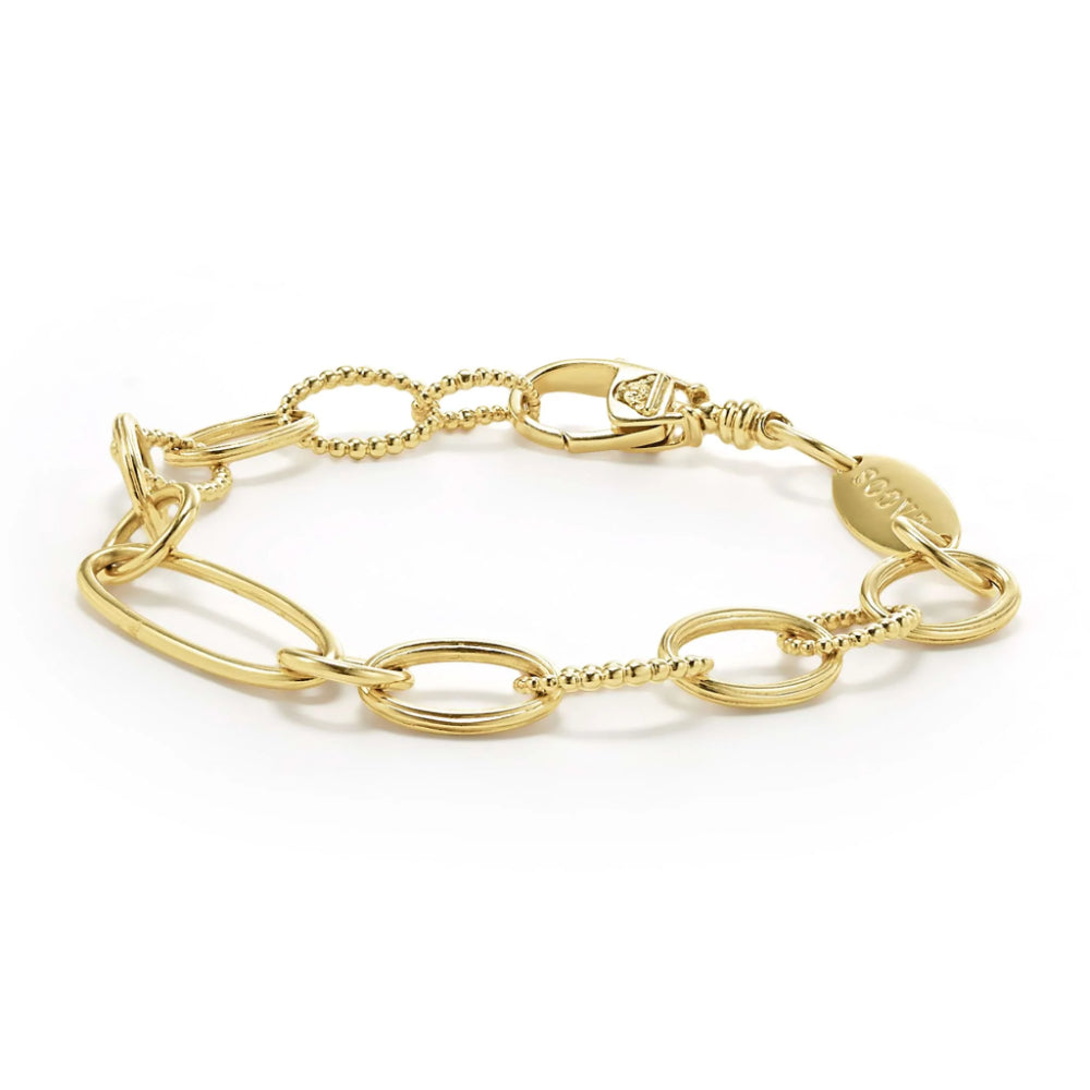 Lagos 18k Signature Caviar Oval Gold Link Bracelet