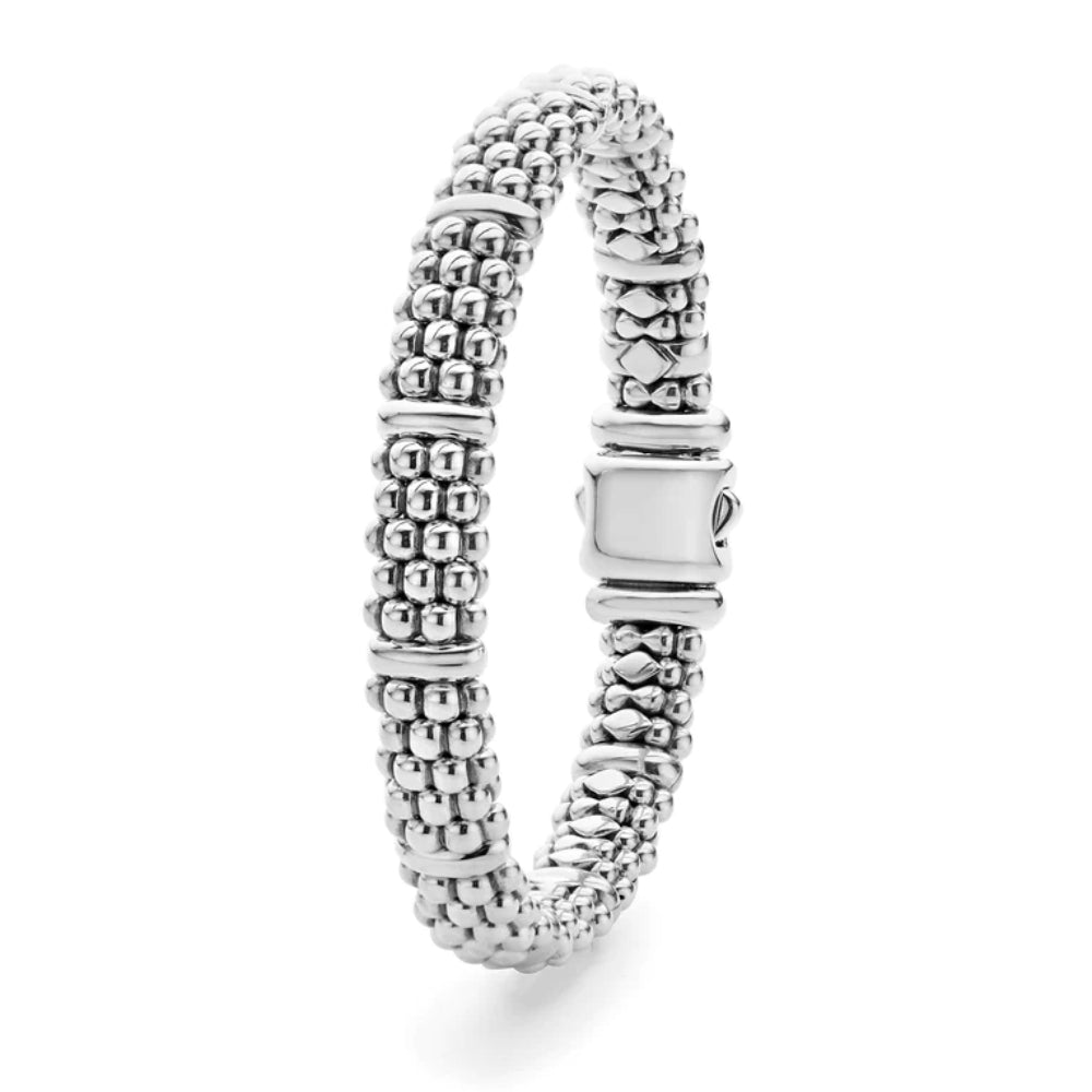 Lagos Signature Silver Station Caviar Bracelet