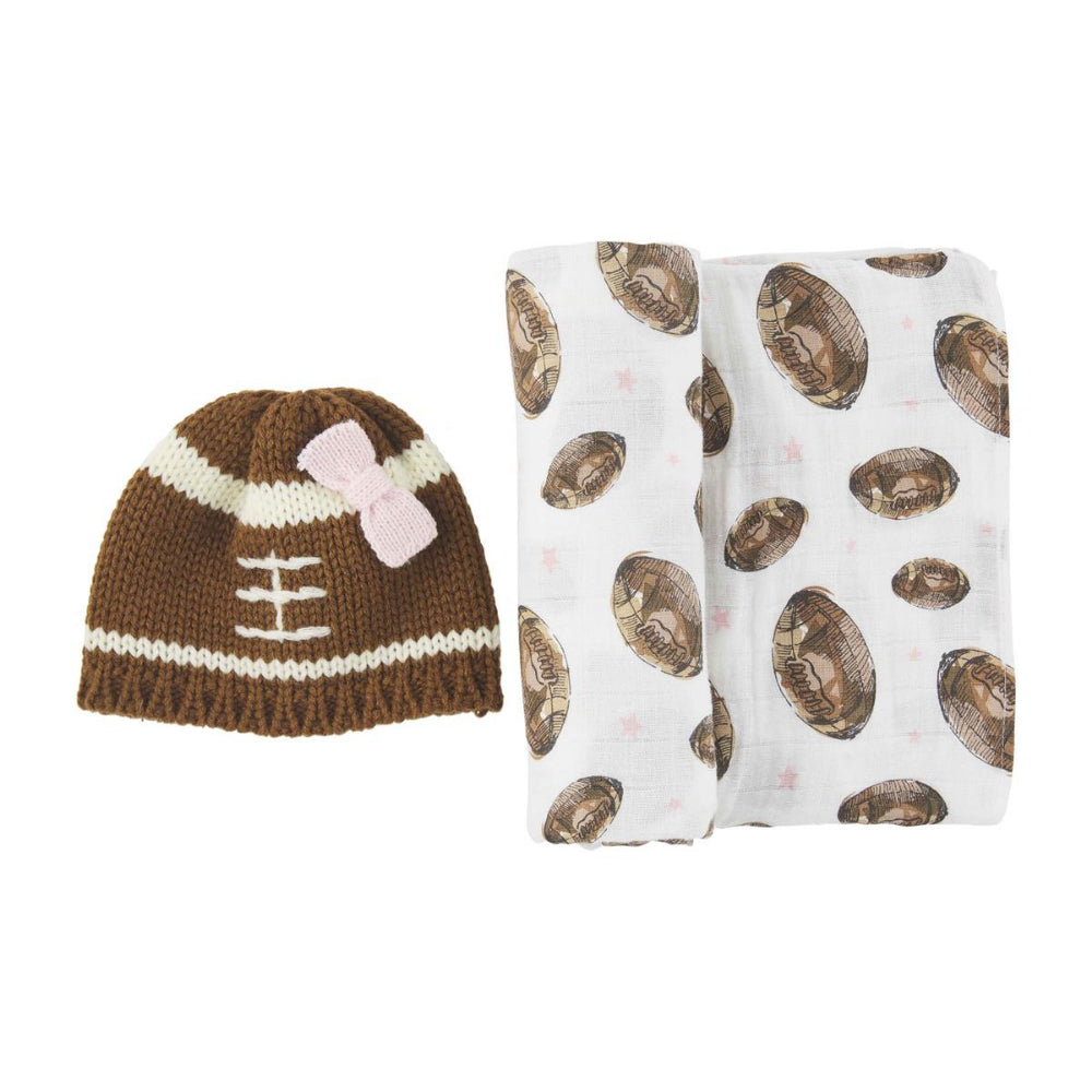 Mud Pie Football Swaddle & Hat Sets