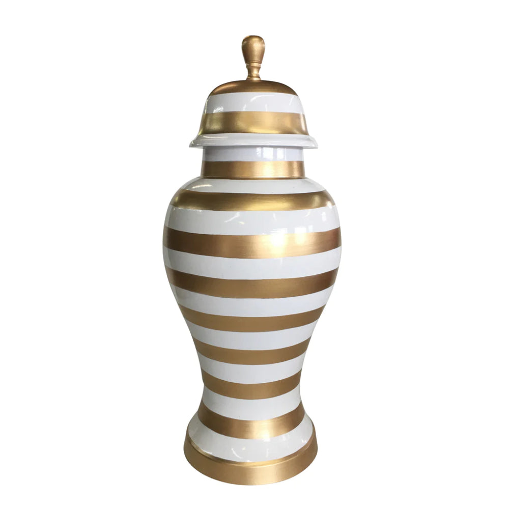Dana Gibson Gold Stripe Ginger Jar