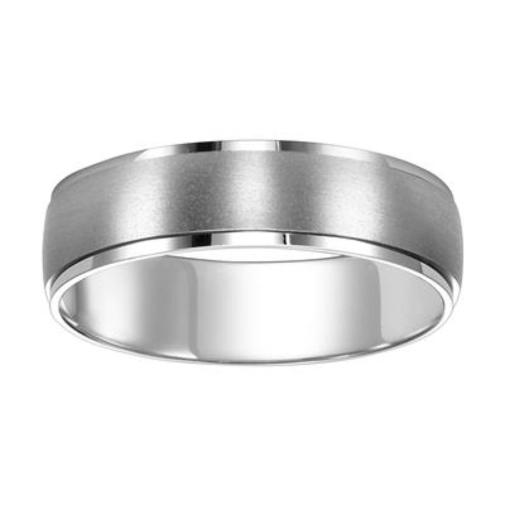 Men's 5mm Platinum Carved Brush Center Wedding Band