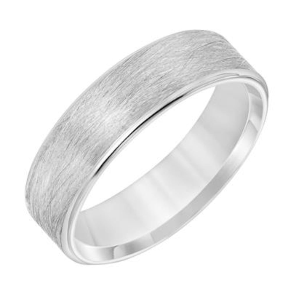 Men's 6mm Platinum Concave Edge Carved Wedding Band
