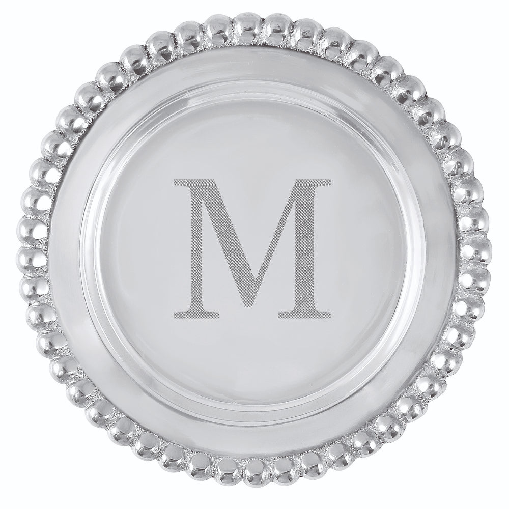 Mariposa Beaded Initial Wine Plate
