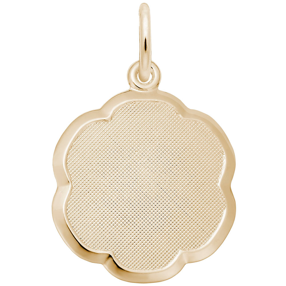 14k Gold Blank Scalloped Disc Charm