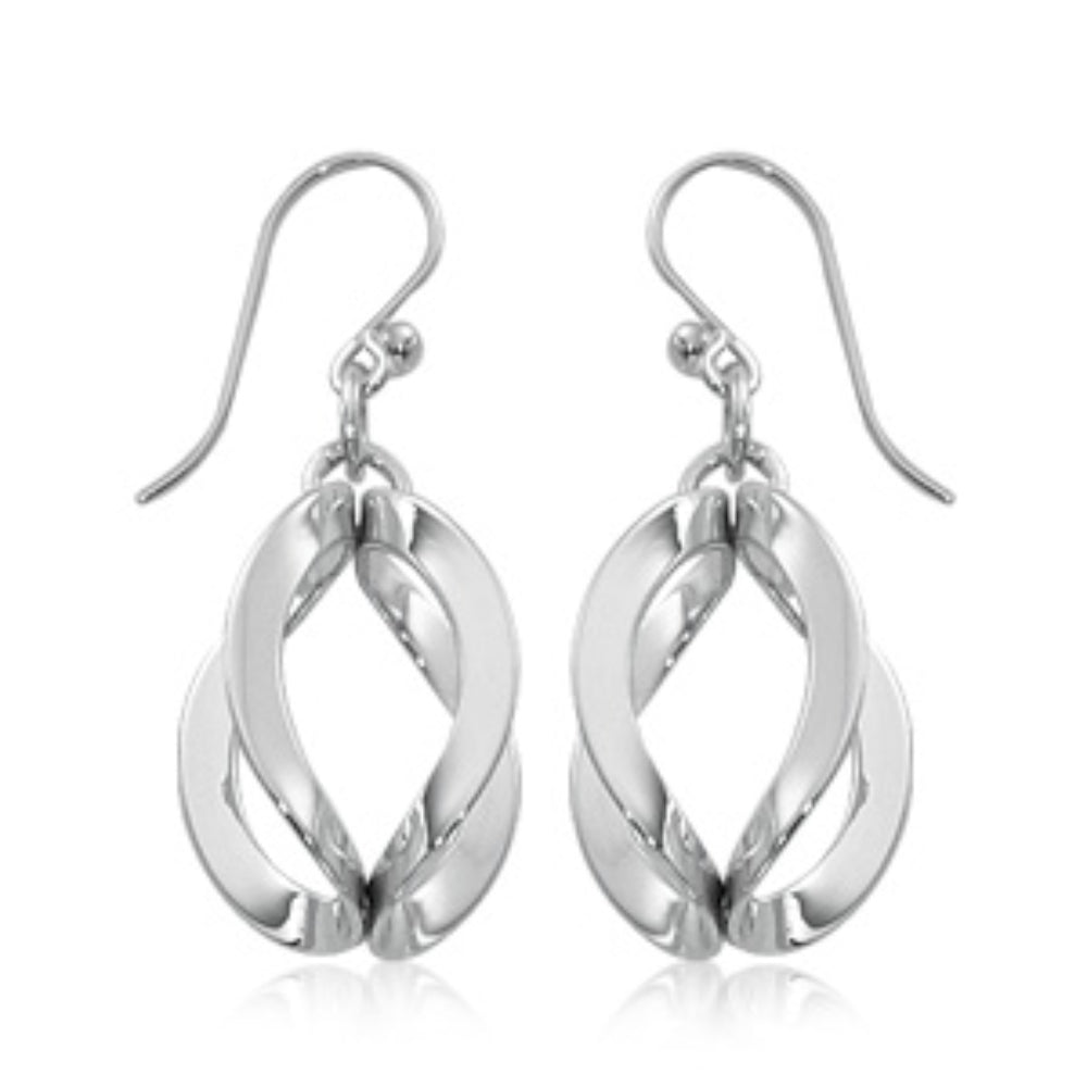 Sterling Silver Double Circle Dangle Earrings