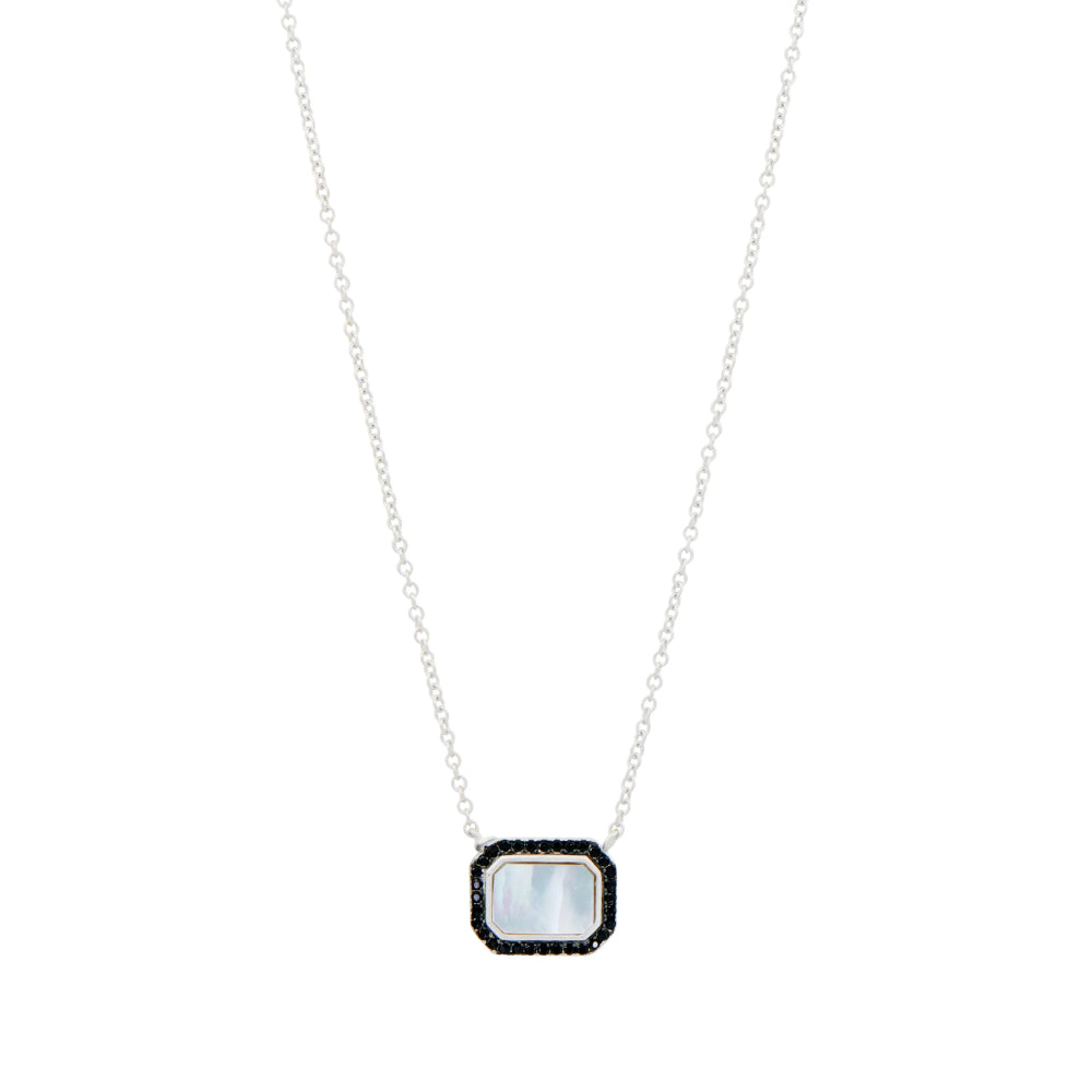 Freida Rothman Cobblestone Sterling Silver Short Mother of Pearl Pendant Necklace