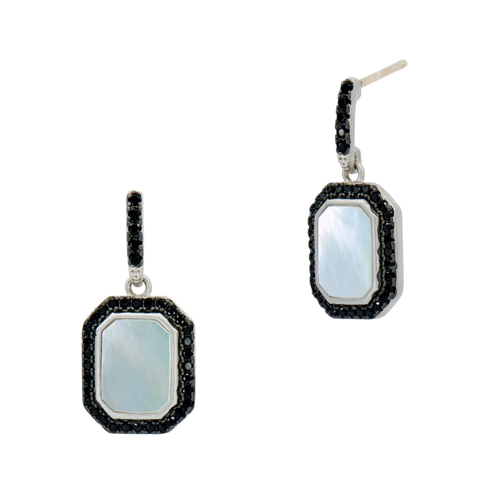 Freida Rothman Cobblestone Sterling Silver Mother of Pearl Drop Earrings