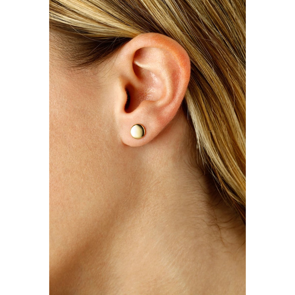 14k 8mm Flat Round Stud Earrings