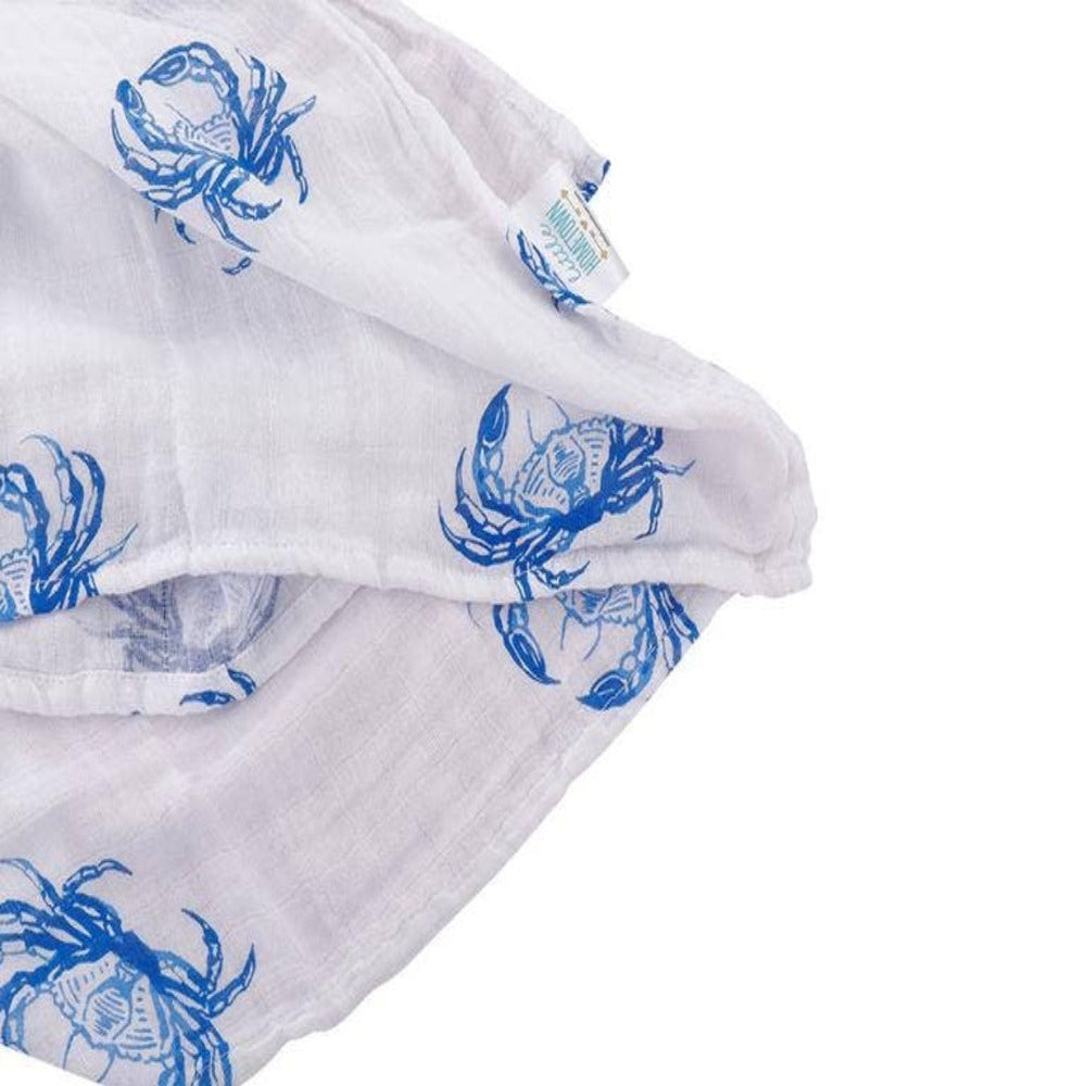Little Hometown Blue Crab Muslin Swaddle Blanket