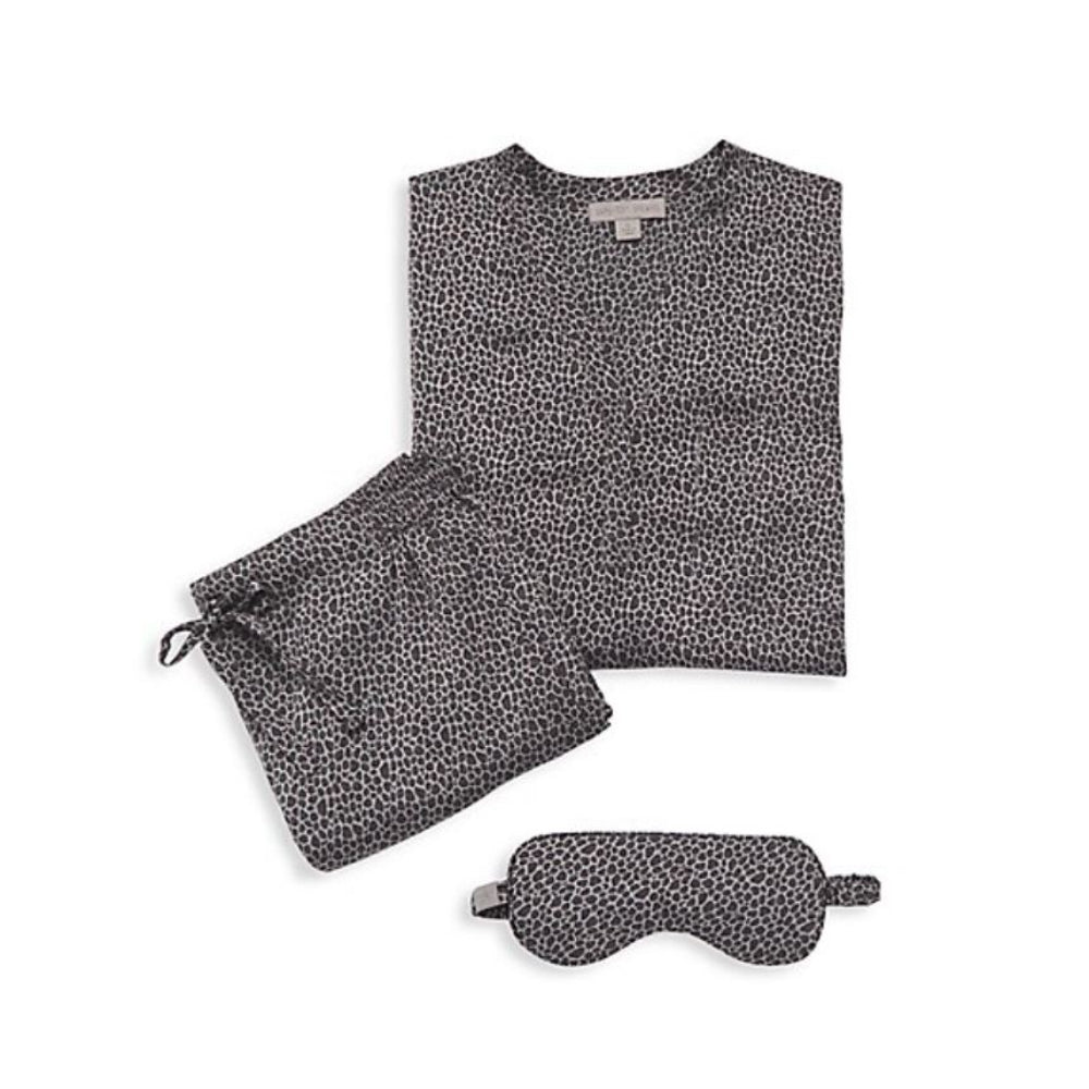 Barefoot Dreams Washed Satin 3-Piece Pajama Set in Dove Gray Multi