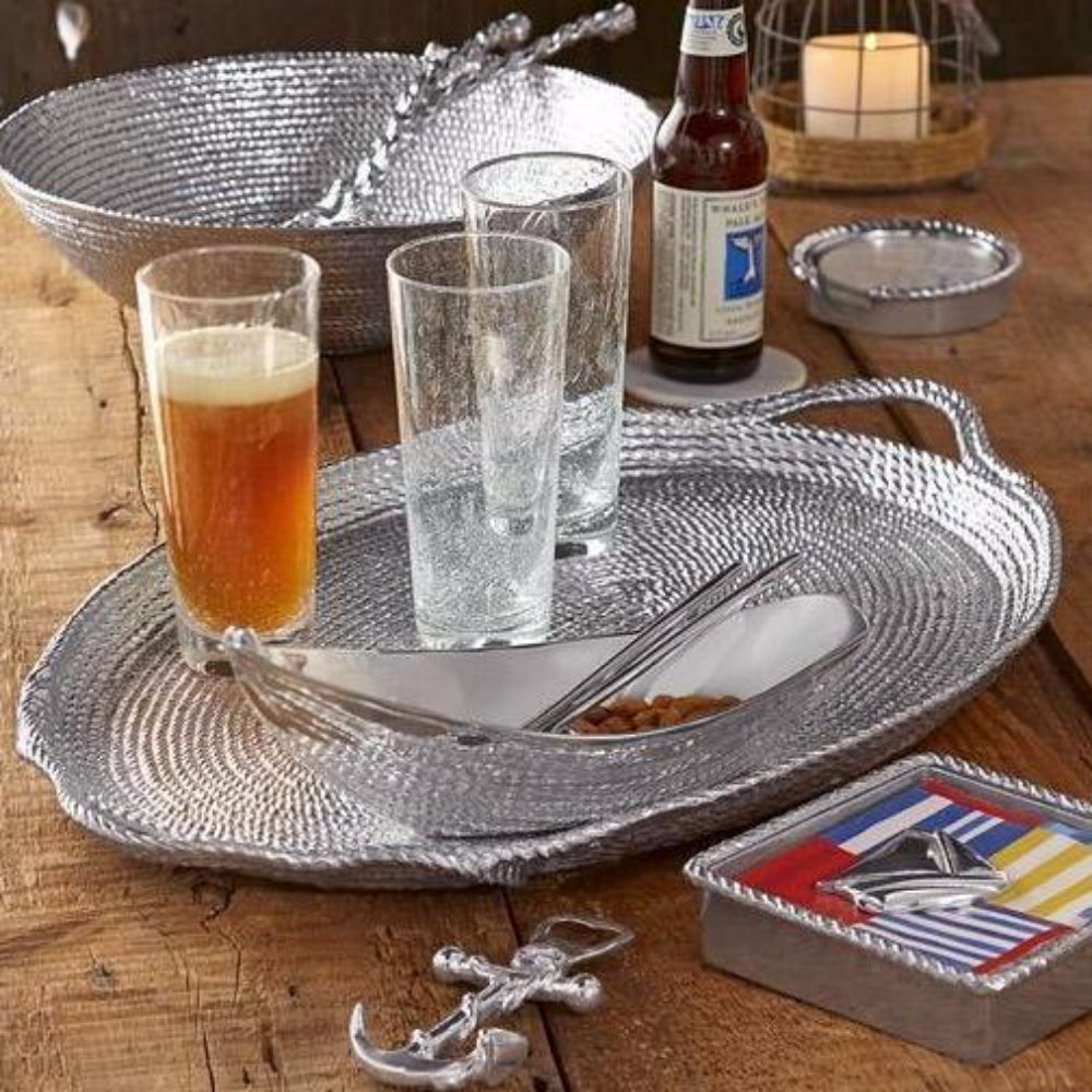 Mariposa Rope Handled Large Oval Tray