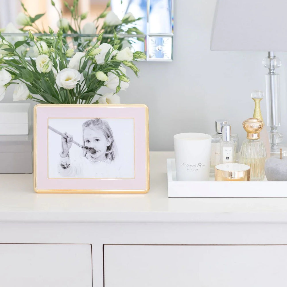 Addison Ross Curved Enamel Frame - Gold & Pale Pink