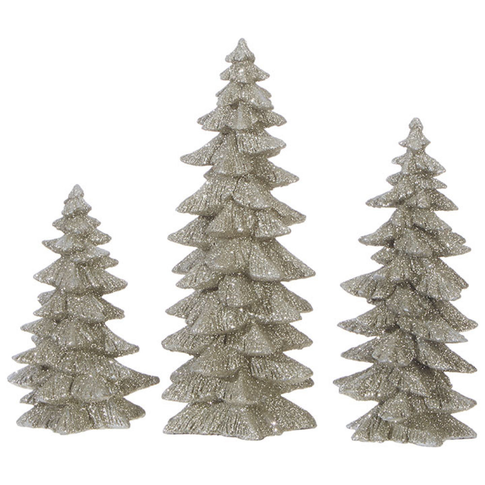 Clear Glass Tree w/ Champagne Glitter-Xlarge main image 1