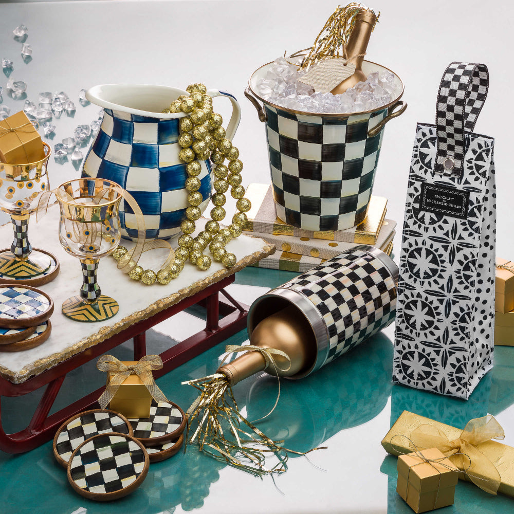 MacKenzie-Childs Courtly Check Enamel Coasters - Set of 4