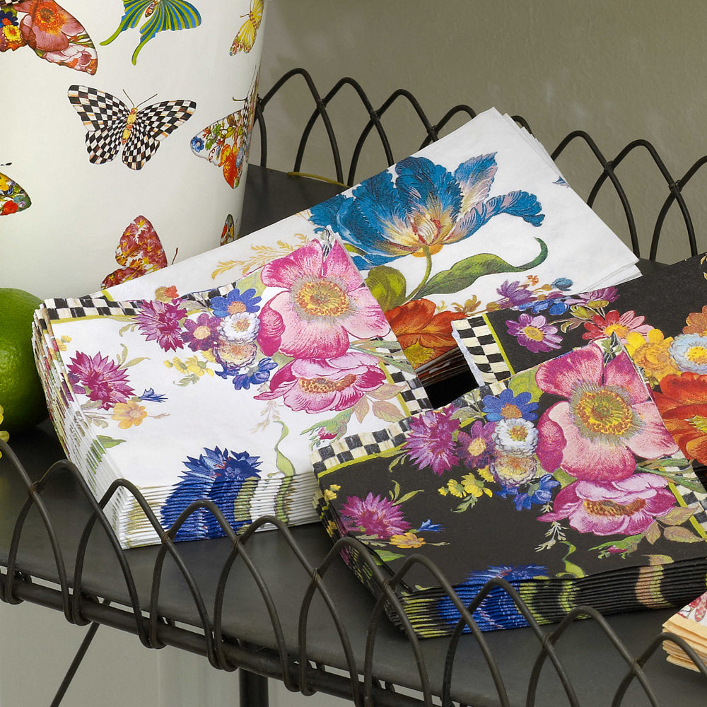 MacKenzie-Childs Flower Market Paper Napkins - Cocktail - White