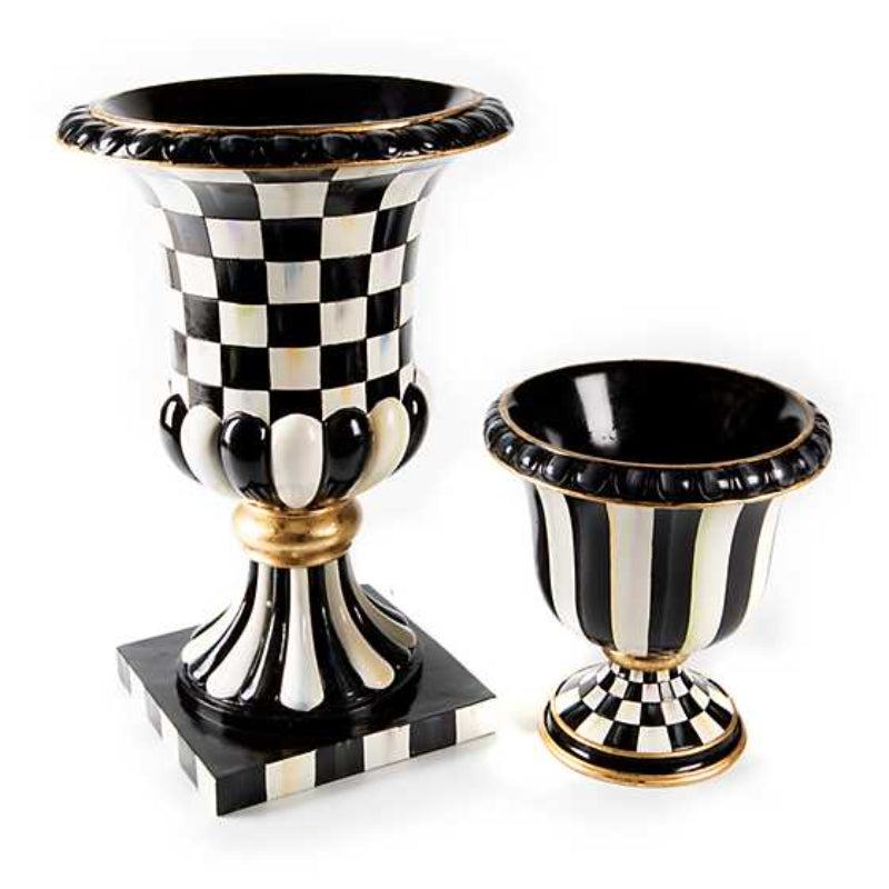 MacKenzie-Childs Courtly Check Pedestal Tabletop Urn