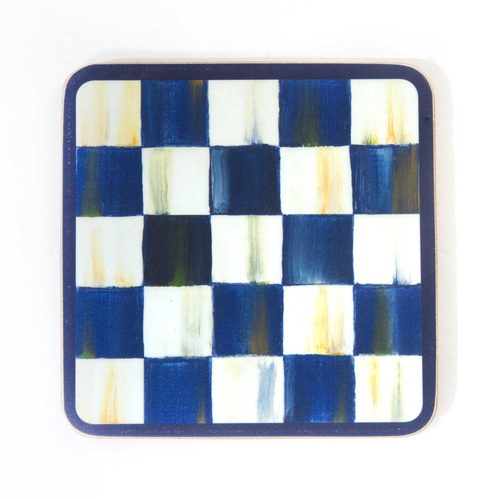 MacKenzie-Childs Royal Check Cork Back Coasters - Set of 4