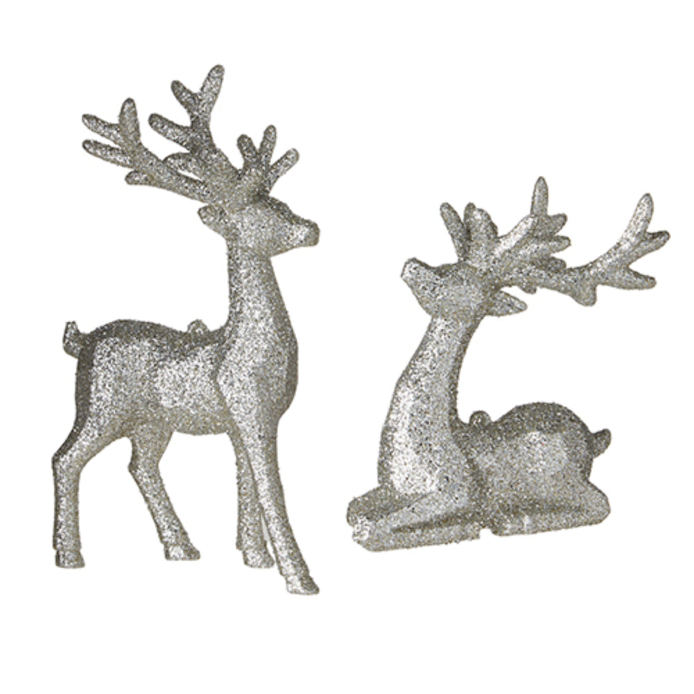 Silver Glitter Deer Ornament