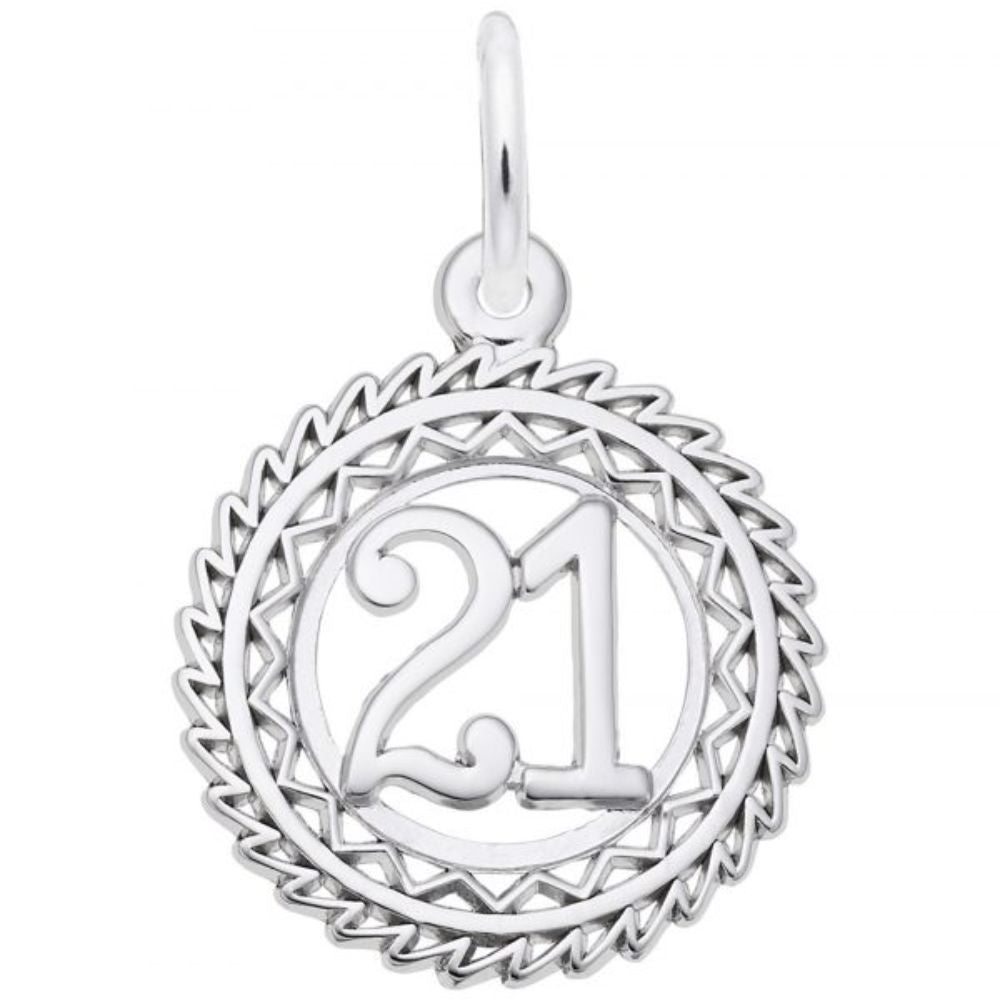 Sterling Silver #21 Round Charm