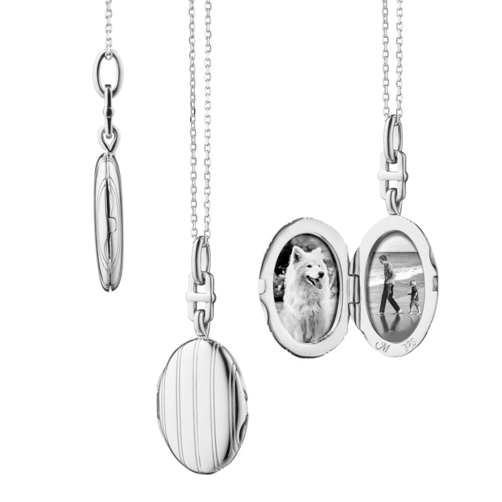 MRK Slim Pinstripe "Eve" Sterling Silver Locket Necklace