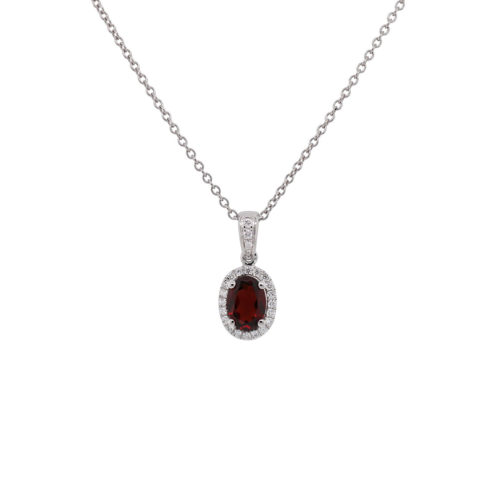 14k Oval Gemstone and Diamond Pendant